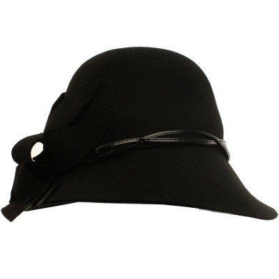 Winter Wool Classy Hatband Floral Wide Brim Cloche Bucket Hat Adjustable Black 26265191116 eb-63403217